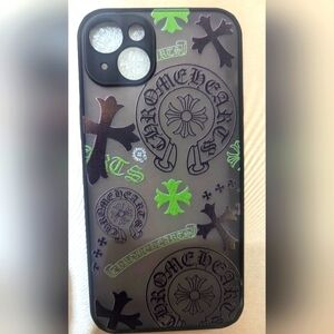 🍀 CHROME HEARTS iPhone 15 Plus Black and Green Phone Case Silicone NWT